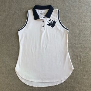 Peter Millar Sleeveless Golf Shirt Studio 54 Size Small White & Navy